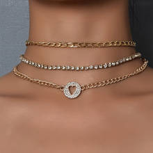 Женское модное ожерелье-чокер с кристаллами в форме сердца для женщин, цепочка золотого цвета многослойное на ключицы, подарки модные праздничные ювелирные изделия 2024 - купить недорого