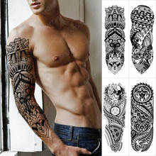 Waterproof Temporary Full Arm Tattoo Stickers Indian Maori Skull Black Tribal Totem Flash Tattoos Man Body Art Fake Tatto Female 2024 - buy cheap