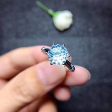 natural Topaz Gemstone Ring  Fasion Blue color round natural gem certified  fireworks real 925 silver girl birthday gift 2024 - buy cheap