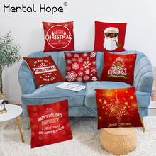 Natal vermelho decorativo capa de almofada papai noel impressão lance capa de almofada decoração para casa feliz natal quadrado fronha 2024 - compre barato