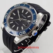 Reloj de movimiento automático para hombre, pulsera de lujo de cristal de zafiro de 40mm, esfera negra, esfera azul, bisel giratorio, correa de goma 2024 - compra barato