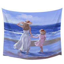 Mother And Daughter Mother Love Sea Wall Tapestry Cover Beach Towel Home Decoration Wall Hanging for Bedroom Living Room 2024 - buy cheap