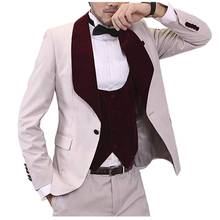 Custom Made Elegant Shawl Lapel Men Suit Slim Fit 3 Pcs (Jacket+Vest+Pants) Wedding Groom Tuxedos Formal Suit Polyester Prom 2024 - buy cheap