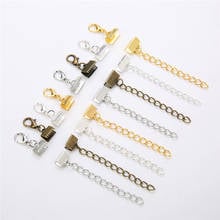 10set Flat Cord End Fastener Clasps With Extend Extension Chains Lobster Clasps End Connectors For Diy Necklace Jewelry Making 2024 - buy cheap