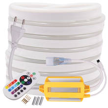 Fio de luz led rgb neon, 220v, controle remoto, 5050, luzes flex, à prova d'água, ip67, fita flexível, decoração para casa
