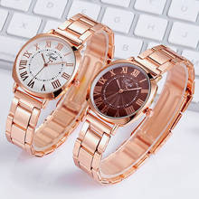 Relógio luxuoso feminino de ouro rosa, aço inoxidável, mostrador roma, relógio feminino clássico de quartzo esportivo, para presente 2024 - compre barato