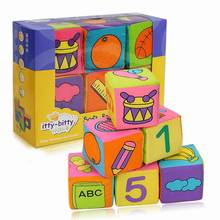 6Pcs/Set Kids Educational Toy Soft Cloth Plush Puzzle Rattle Building Block Cube 2024 - buy cheap