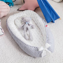 Cama nido de bebé con almohada, cuna portátil de viaje, cuna de algodón para recién nacido, parachoques, 85x50cm 2024 - compra barato