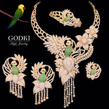 GODKI-Conjunto de joyería nigeriana con diseño de pájaro loro, conjunto de joyería para mujer, para boda, circón, boda, indio, africano, 4 Uds., 2020 2024 - compra barato