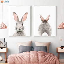 Coelho do berçário pintura da lona para sala de estar arte da parede nordic casa cartaz adorável animal do bebê quarto decoração imagem 2024 - compre barato