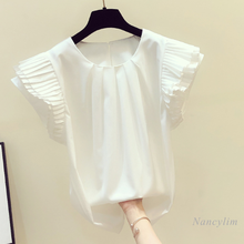 Camisa De gasa con manga corta para Mujer, blusa holgada De estilo coreano, color blanco y negro, para verano, 2021 2024 - compra barato
