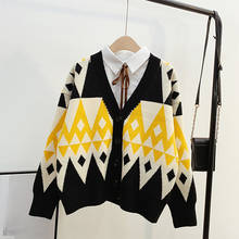 Camisola jaqueta feminina 2020 outono e inverno nova malha cardigan exterior wear solto preguiçoso estilo coreano tendência estrangeira 2024 - compre barato