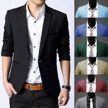 Men Formal Suit Blazer Coat Business Office Work One Button Slim Plain Jacket 2024 - buy cheap