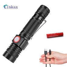 XML-T6 Flashlight Handy Powerful Lantern USB Rechargeable Tactical 3 Modes LED Torch Waterproof Zoomable Focus 18650 Torch 2024 - buy cheap
