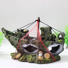 Pirate Shipwreck Aquarium Ornament Wreck Boat Sunk Ship Fish Tank Waterscape Decor Free Shipping Aquarium Decorations 2016 2024 - buy cheap