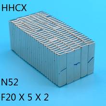 50 100PCS/LOT Magnet 20*5*2 N52 Strong Cuboid NdFeB Rare Earth Magnet 20x5x2 Neodymium Magnets 20 x 5 x 2 2024 - buy cheap