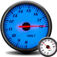 60 мм вольтметр Вольтметр Манометр синий светодиодный индикатор подсветки 8-18 вольт датчик напряжения для гоночного автомобиля 12 в грузовик с держателем манометра 2024 - купить недорого