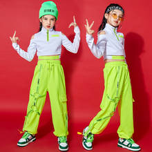 Disfraz de Hip Hop para niña, ropa de baile de Jazz, Tops cortos, pantalones Cargo, tendencia para niños, ropa de baile callejero, color verde fluorescente, BL3991 2024 - compra barato