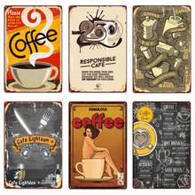 Coffee Vintage Metal Tin Sign Cafe Retro Metal Poster DIY Wall Stickers Home Bar Art Posters Decoration 2024 - buy cheap