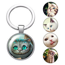 LLavero de cristal con forma de gato para hombre y mujer, llavero con diseño de gato, gato, mascota, gato, cabujón, bolso, llavero, anillo, soporte, color plateado, regalos 2024 - compra barato