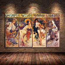 Alphonse Mucha Times of Day Vintage Posters and Prints Art Nouveau Woman Canvas Paintings Wall Art Pictures For Living Room 2024 - buy cheap