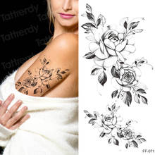 Временные тату наклейки поддельные тату наклейки розы водонепроницаемые татуировки цветок рука ключицы грудь тату боди-арт для женщин девушек 2024 - купить недорого