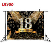 LEVOO фон для фотосъемки с изображением 18th день рождения черного и золотого цвета со стразами лента фон вечерние баннер фон для фотостудии дропшиппинг 2024 - купить недорого