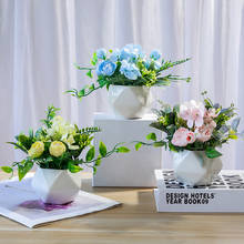 Flor de cerâmica artificial bonsai flores falsas em vasos ornamentos para decoração de casa hotel jardim 2024 - compre barato