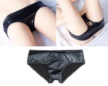 Womens Faux Leather Underwear Lingerie Open Crotch Booty Short Panties Exotic Lingerie Panties Wet Look Bedtime Patent Briefs 2024 - buy cheap