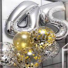 Globos de látex de aluminio con número de plata para niños, adornos para fiesta de feliz cumpleaños, helio, suministros para 1, 2, 3, 4, 5, 6, 32 pulgadas 2024 - compra barato