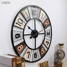 Reloj de pared de hierro americano para sala de estar, de gran tamaño, redondo, 60CM, decoración creativa 2024 - compra barato