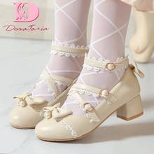 DoraTasia-zapatos de tacón grueso con lazo para mujer, calzado de talla grande 28-43, para Cosplay de Lolita, Mary Janes 2024 - compra barato