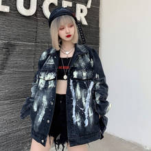 Spring NEW Harajuku Punk Jean Jackets Coat Autumn Boyfriend Loose Pocket Fashion Streetwear Vintage Tie Dyed Women Denim Jackets 2024 - buy cheap