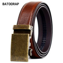 Casual Leather Belt For Men Cowhide High Quality Ratchet Belt Retro Gold  Metal Automatic Buckle Male Brown Waist Dress Strap 2024 - buy cheap