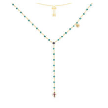 SLJELY Fashion Yellow Gold Color 925 Sterling Silver Blue Beads Necklace with Embellished Pendant Zirconia Women Brand Jewelry 2024 - buy cheap