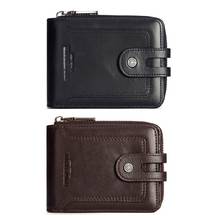 RFID Bifold Men's Cowhide Leather Zip Around Wallet Vintage Travel Multi Card Holder Purse 2024 - buy cheap