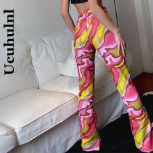 Ucuhulnl Tie Dye Print Y2K Aesthetic Trousers Women Casual High Waist Vintage Pants Capris Fashion Streetwear Sweatpants 2021 2024 - buy cheap