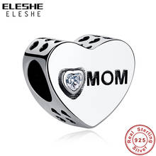 European 925 Sterling Silver Love Heart Charm Bead Clear CZ Mom Charm Fit Bracelet Silver 925 Original Jewelry Making 2024 - buy cheap