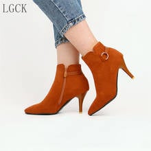 Plus Size 34-48 Fashion Women Ankle Boots Stiletto High Heels Sexy Sock Shoes Pumps Cow Suede Pointed Toe Zip Boots Zapatos Muje 2024 - buy cheap