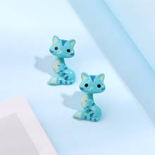 Simple Cute Cat Earrings For Women Fashion Jewelry Enamel Glaze Animale Stud Ears Good Gift 2024 - buy cheap