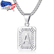 Серебряное ожерелье с квадратной подвеской и надписью для женщин и мужчин, 3 мм, нержавеющая сталь, кубинская цепочка, ожерелье, оптовая продажа, LGP118 2024 - купить недорого
