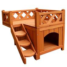 Pet Wooden Cat House Living House Kennel with Balcony Climb Ladders Wood Color Easy Assemble[US-Stock] 2024 - buy cheap