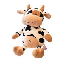 1 pçs novo animal bonito dos desenhos animados vacas recheado de pelúcia brinquedo kawaii gado confortável macio brinquedo crianças presente aniversário natal 2024 - compre barato