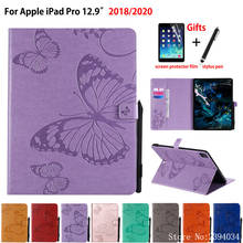 For iPad Pro 12.9 2020 4th Case Cover Funda For iPad Pro 12.9" 2018 3th Capa butterfly Embossed Pattern Stand Shell Coque +Gift 2024 - buy cheap