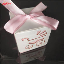 Caja de dulces para carrito de bebé, bolsa de regalo para fiesta de boda con cinta 7Z, 10 Uds. 2024 - compra barato