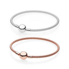 Mesh Bracelet 100% 925 Sterling Silver And Rose Gold Mesh Bracelet Fit European Charms Diy Jewelry 2024 - buy cheap