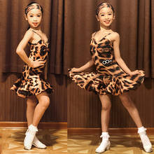 Meninas de dança latina desempenho vestido leopardo impressão traje latina 2020 novo verão suspender vestido crianças palco sem costas roupas 4171 2024 - compre barato