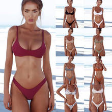 Mulher sólida sexy bikini conjunto micro tubo de verão top maiô cintura baixa biquinis beach wear feminino retro maiô 2024 - compre barato