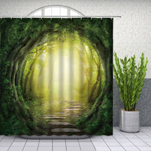 Fantasy Forest Shower Curtains Round Tree Door Misty Small Road Plant Fairy Tale Bathroom Decor Waterproof Cloth Curtain Set 2024 - buy cheap