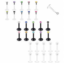 Anel labret monroe/tragus/hélice/cartilagem brinco parafuso prisioneiro de acrílico flexível 2mm cz gem 2024 - compre barato